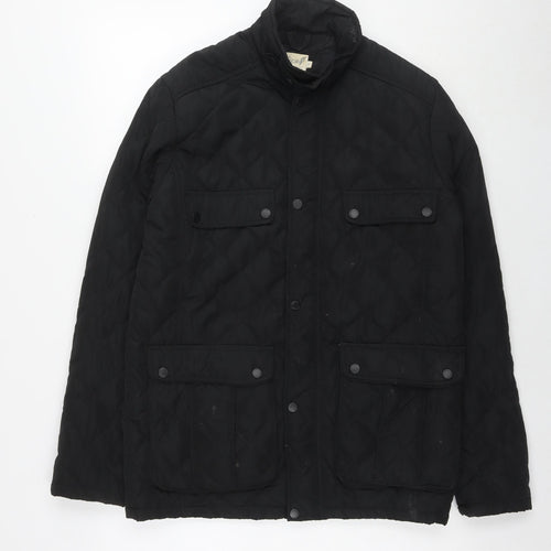 Onfire Mens Black Quilted Jacket Size S Zip