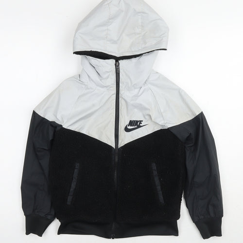 Nike Boys Black Colourblock Jacket Size 7-8 Years Zip