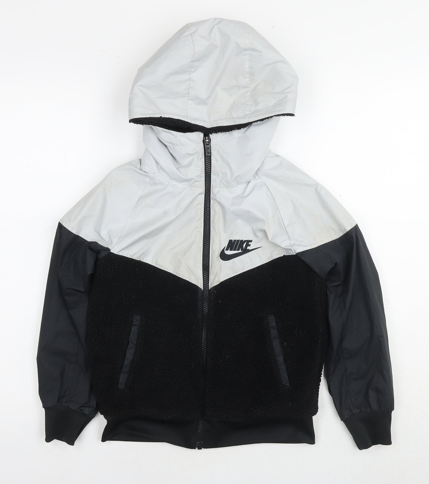 Nike Boys Black Colourblock Jacket Size 7-8 Years Zip