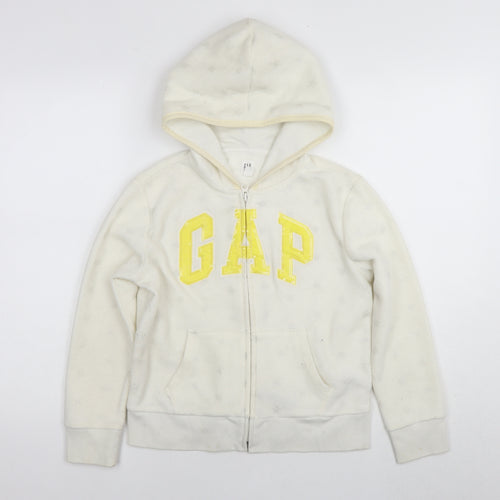 Gap Girls White Geometric Jacket Size 10 Years Zip - Logo Stars