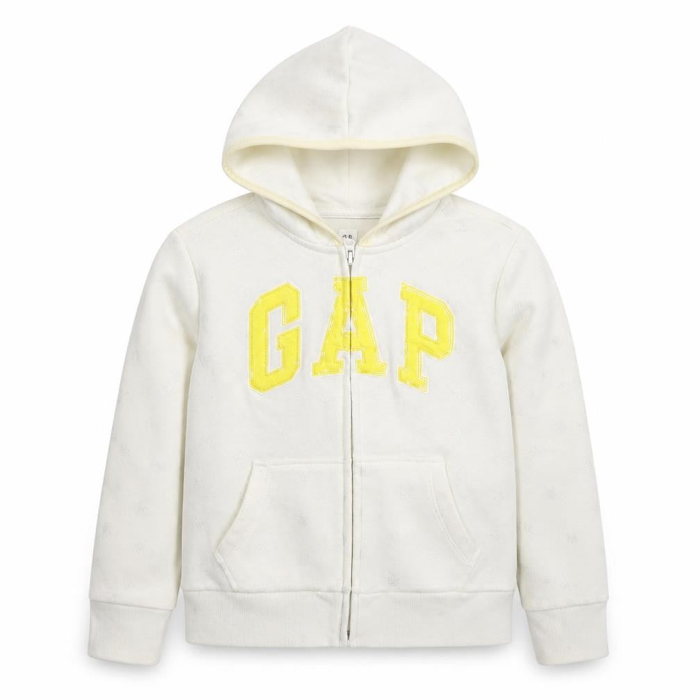 Gap Girls White Geometric Jacket Size 10 Years Zip - Logo Stars