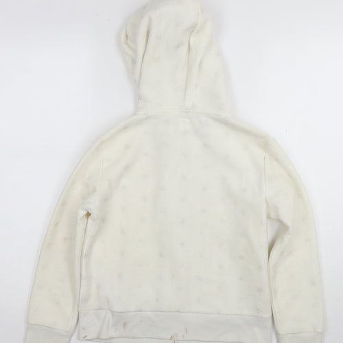 Gap Girls White Geometric Jacket Size 10 Years Zip - Logo Stars