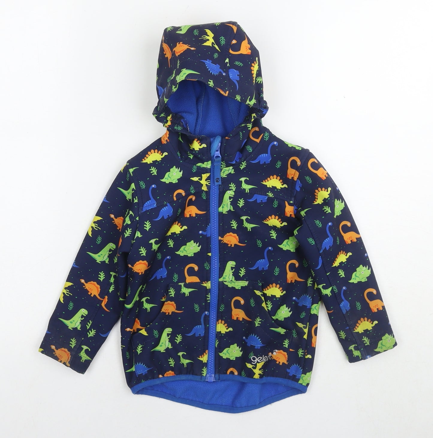 Gelert Boys Blue Geometric Jacket Size 2-3 Years Zip - Dinosaurs