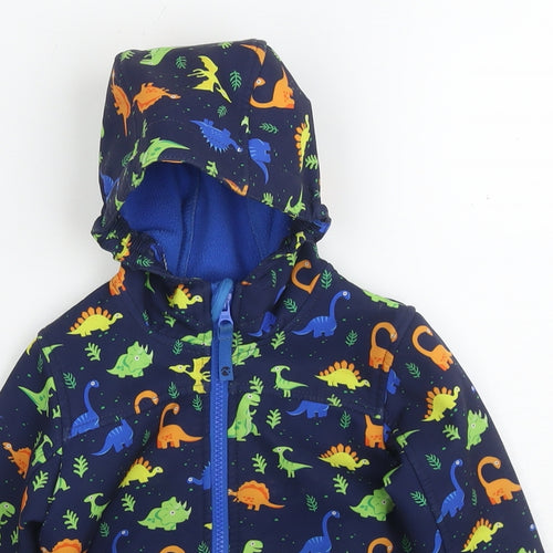 Gelert Boys Blue Geometric Jacket Size 2-3 Years Zip - Dinosaurs