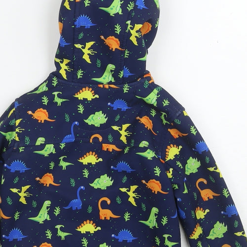 Gelert Boys Blue Geometric Jacket Size 2-3 Years Zip - Dinosaurs