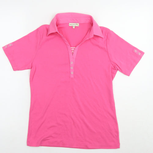 First Avenue Womens Pink Polyester Basic Polo Size M Collared