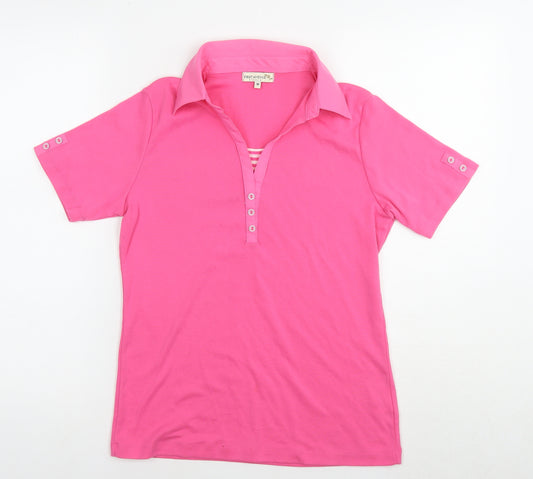 First Avenue Womens Pink Polyester Basic Polo Size M Collared