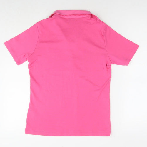 First Avenue Womens Pink Polyester Basic Polo Size M Collared