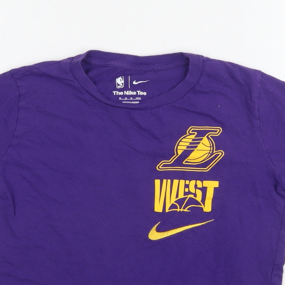 Nike Boys Purple Cotton Basic T-Shirt Size 10-11 Years Round Neck Pullover - Age 10-12 Years West