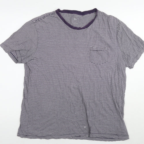 Gap Womens Purple Striped Cotton Basic T-Shirt Size XL Round Neck