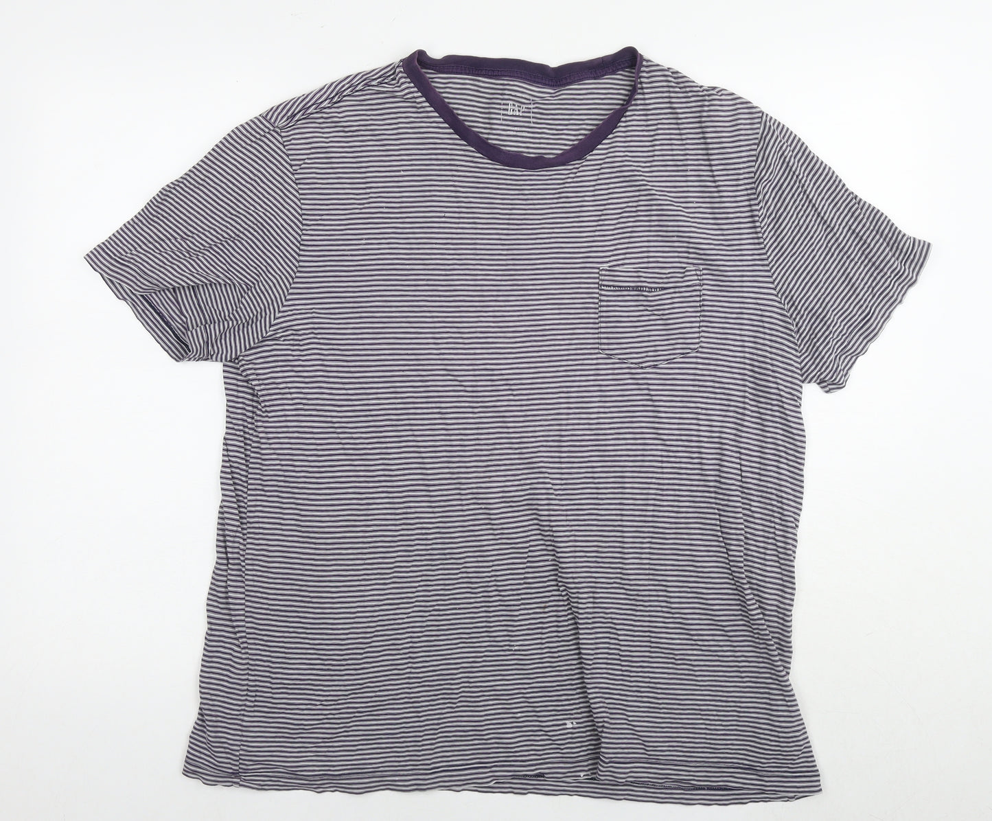 Gap Womens Purple Striped Cotton Basic T-Shirt Size XL Round Neck