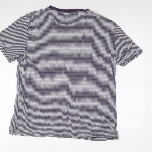 Gap Womens Purple Striped Cotton Basic T-Shirt Size XL Round Neck