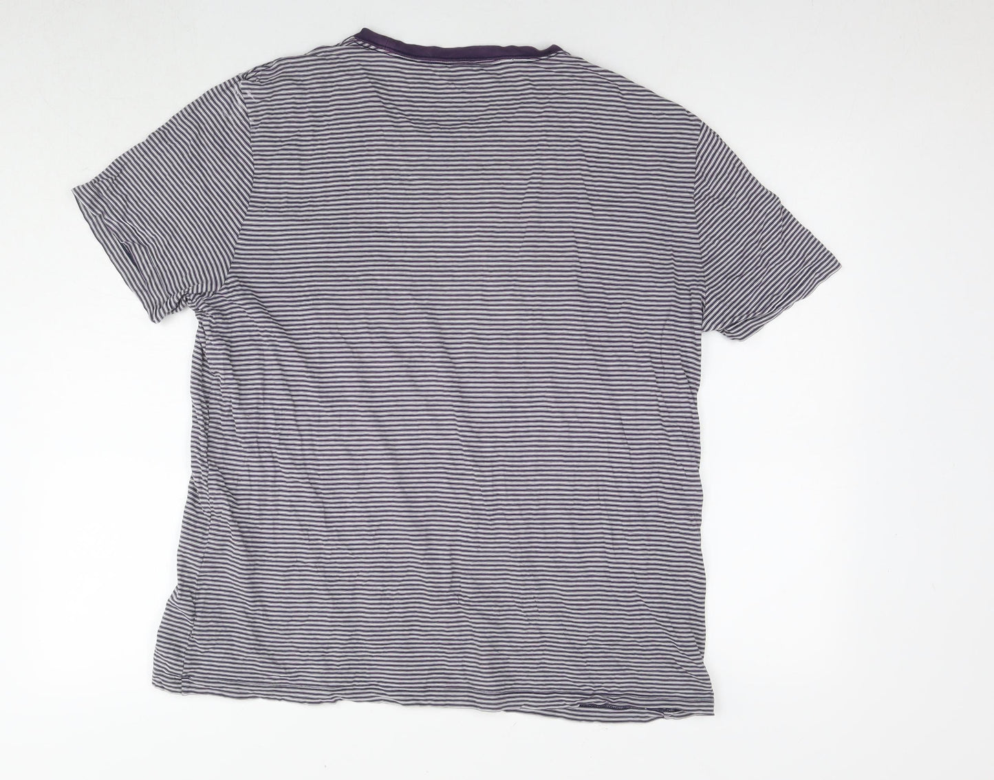 Gap Womens Purple Striped Cotton Basic T-Shirt Size XL Round Neck