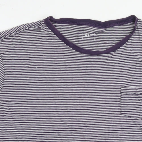 Gap Womens Purple Striped Cotton Basic T-Shirt Size XL Round Neck