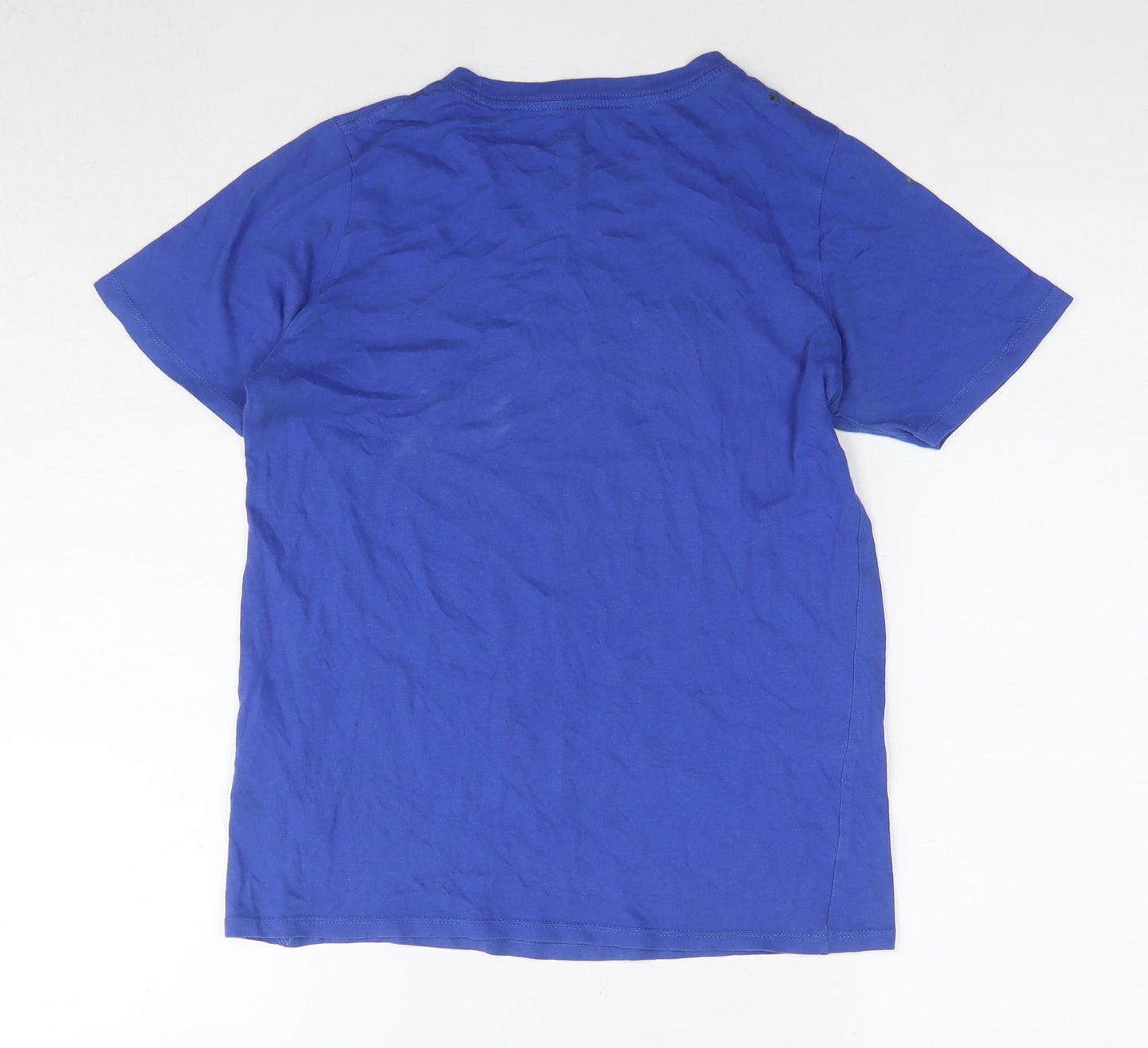 Nike Boys Blue Cotton Basic T-Shirt Size 12-13 Years Round Neck Pullover - Logo