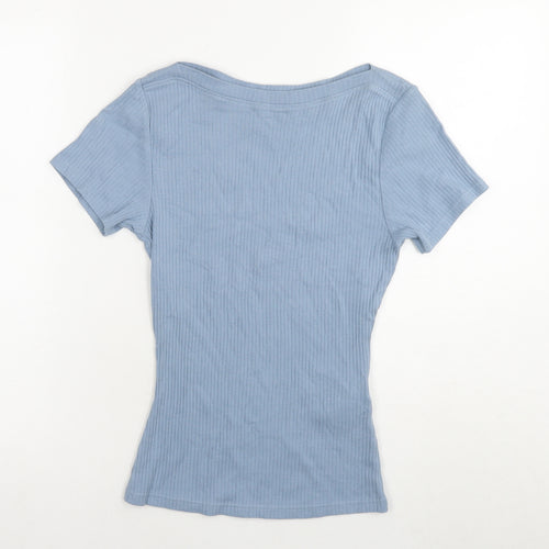 Friends Like These Womens Blue Cotton Basic T-Shirt Size 8 Boat Neck