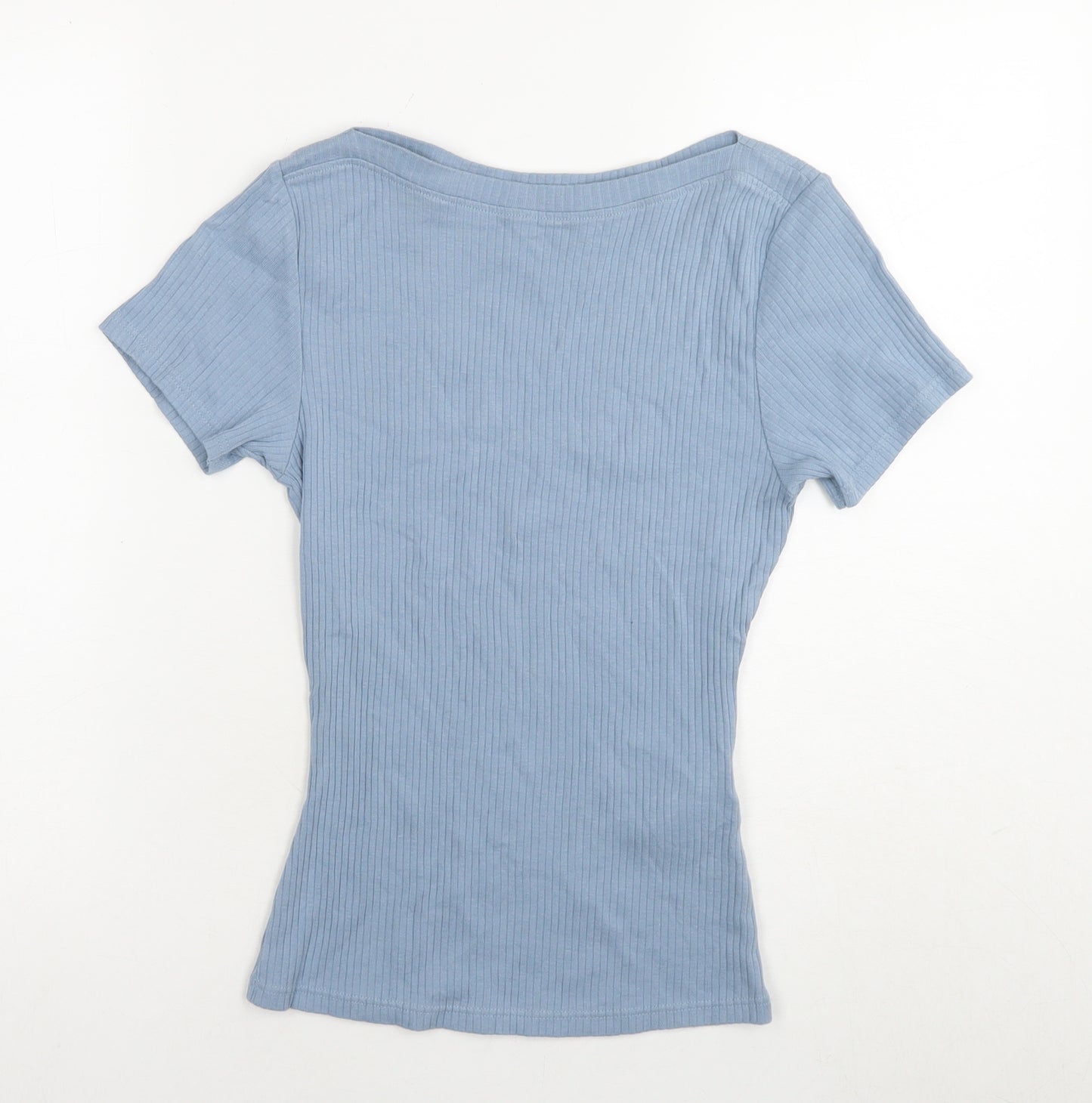 Friends Like These Womens Blue Cotton Basic T-Shirt Size 8 Boat Neck