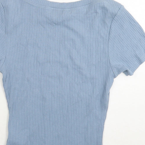 Friends Like These Womens Blue Cotton Basic T-Shirt Size 8 Boat Neck