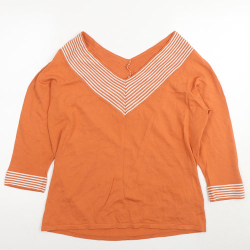 Crazy Lane Womens Orange V-Neck Viscose Pullover Jumper Size S