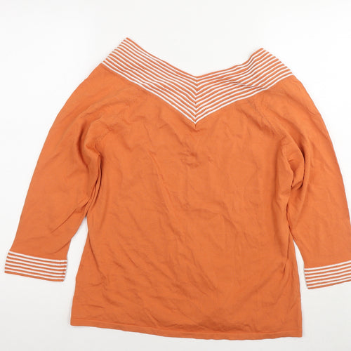 Crazy Lane Womens Orange V-Neck Viscose Pullover Jumper Size S