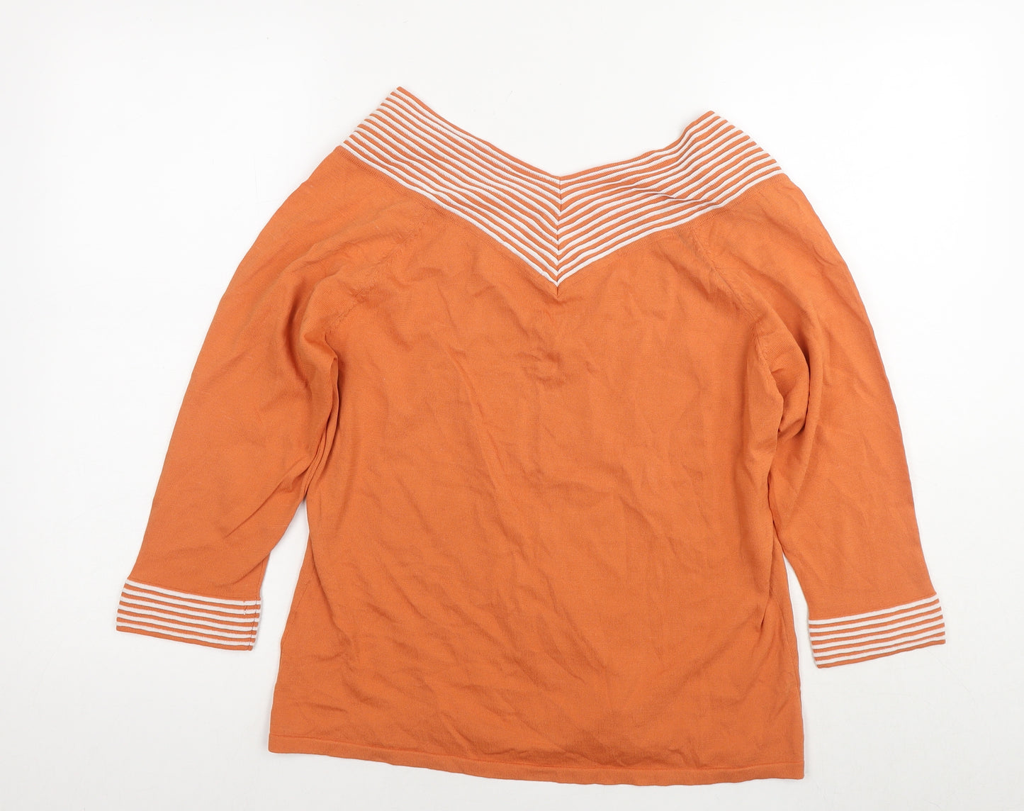 Crazy Lane Womens Orange V-Neck Viscose Pullover Jumper Size S