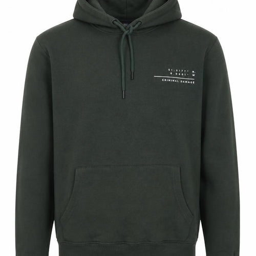 Criminal Damage Mens Green Cotton Pullover Hoodie Size XS - Logo