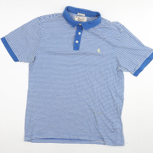 Original Penguin Mens Blue Striped Cotton Polo Size M Collared Pullover