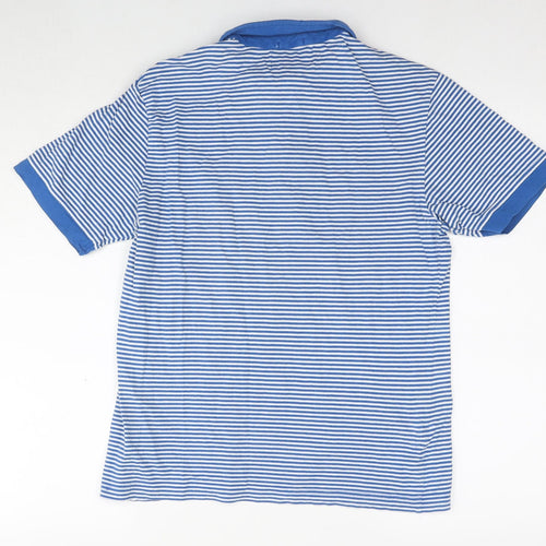 Original Penguin Mens Blue Striped Cotton Polo Size M Collared Pullover