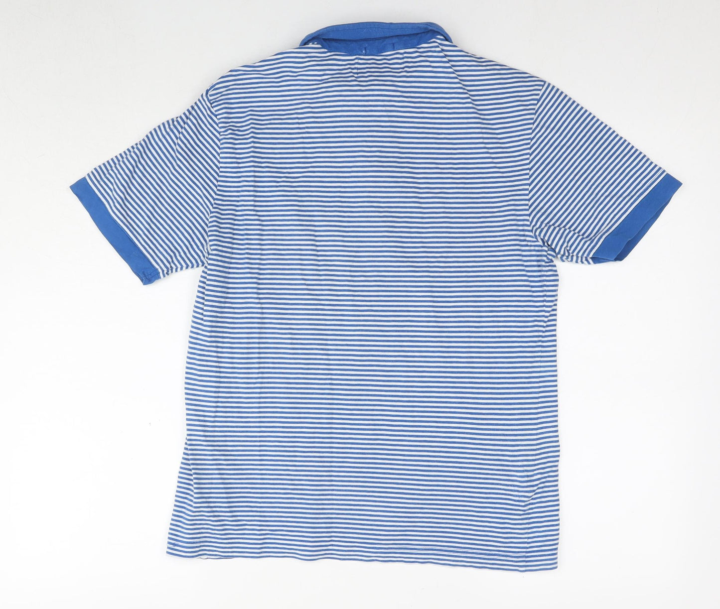 Original Penguin Mens Blue Striped Cotton Polo Size M Collared Pullover