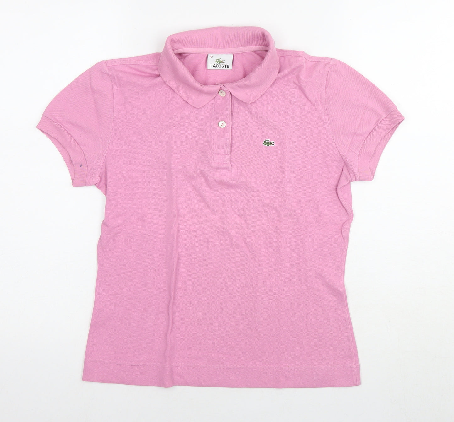 Lacoste Womens Pink Cotton Basic Polo Size 14 Collared