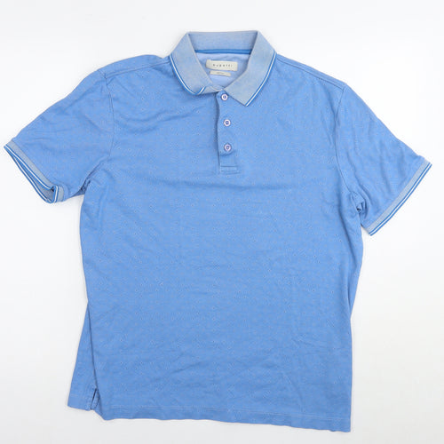 Bugatti Mens Blue Polyester Polo Size M Collared Pullover