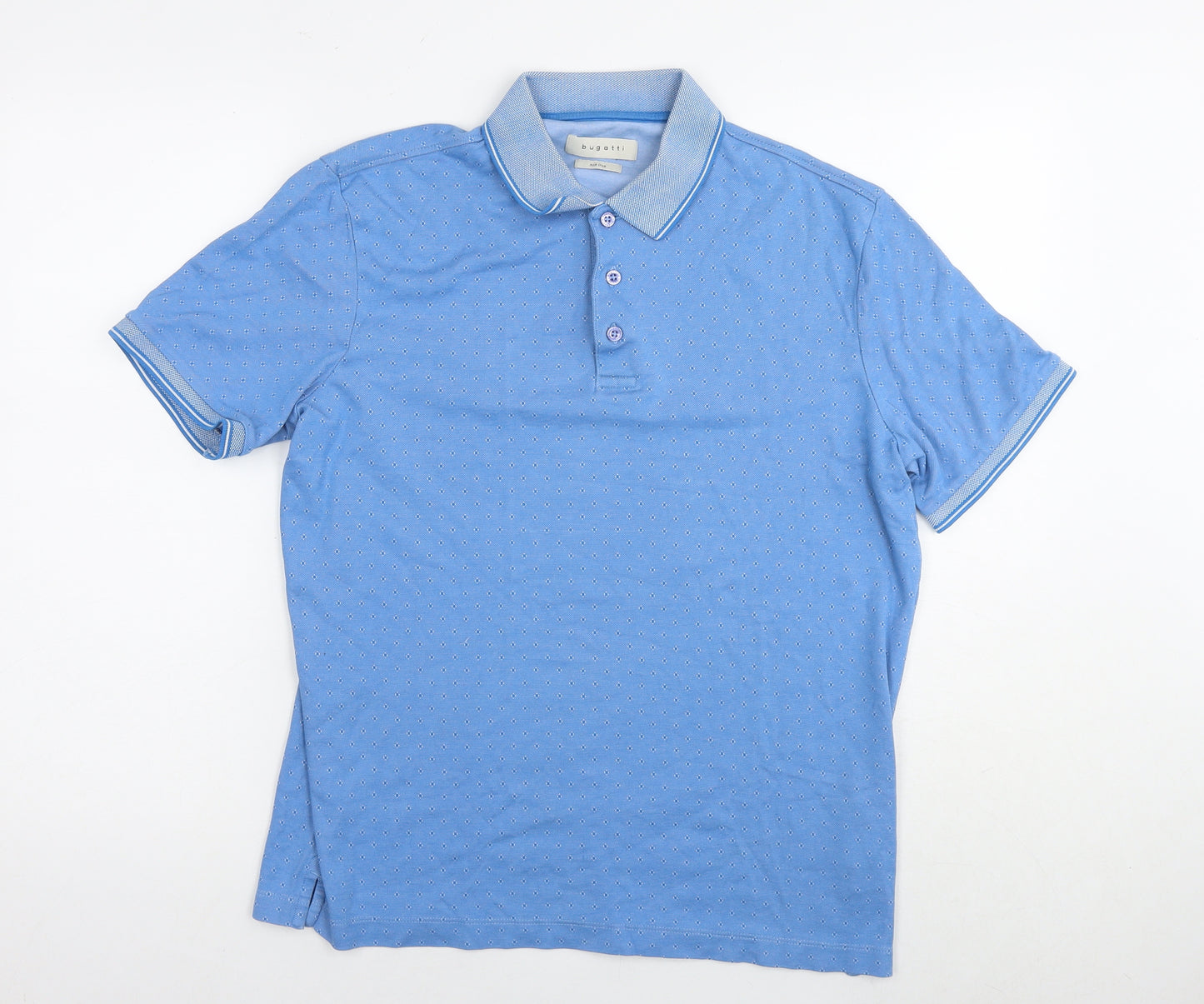 Bugatti Mens Blue Polyester Polo Size M Collared Pullover