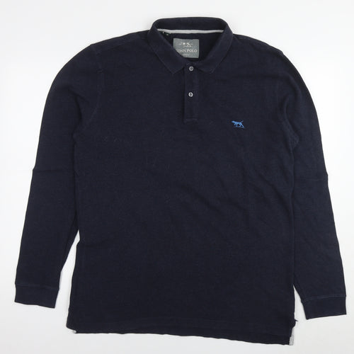 Gunn Mens Blue Cotton Polo Size XL Collared Pullover