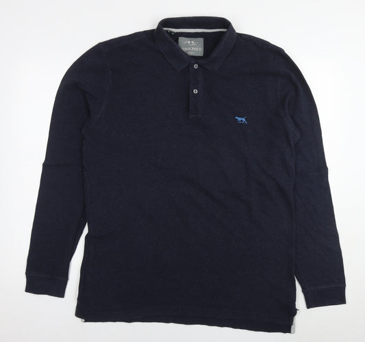 Gunn Mens Blue Cotton Polo Size XL Collared Pullover