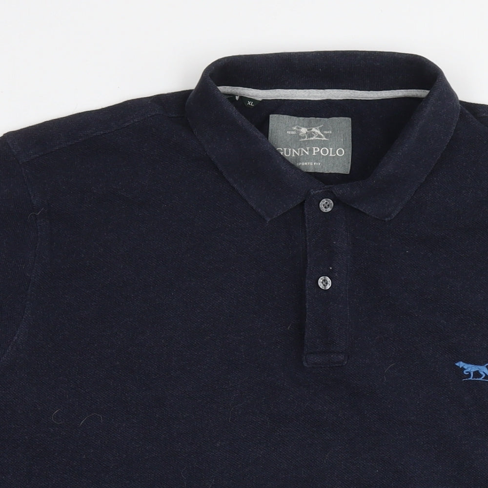 Gunn Mens Blue Cotton Polo Size XL Collared Pullover