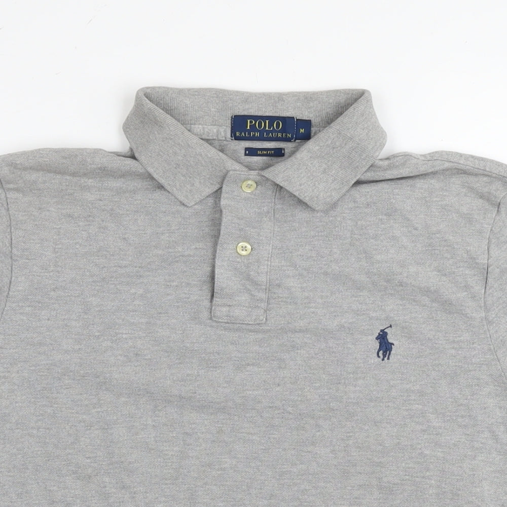 Polo Ralph Lauren Mens Grey Cotton Polo Size M Collared Pullover