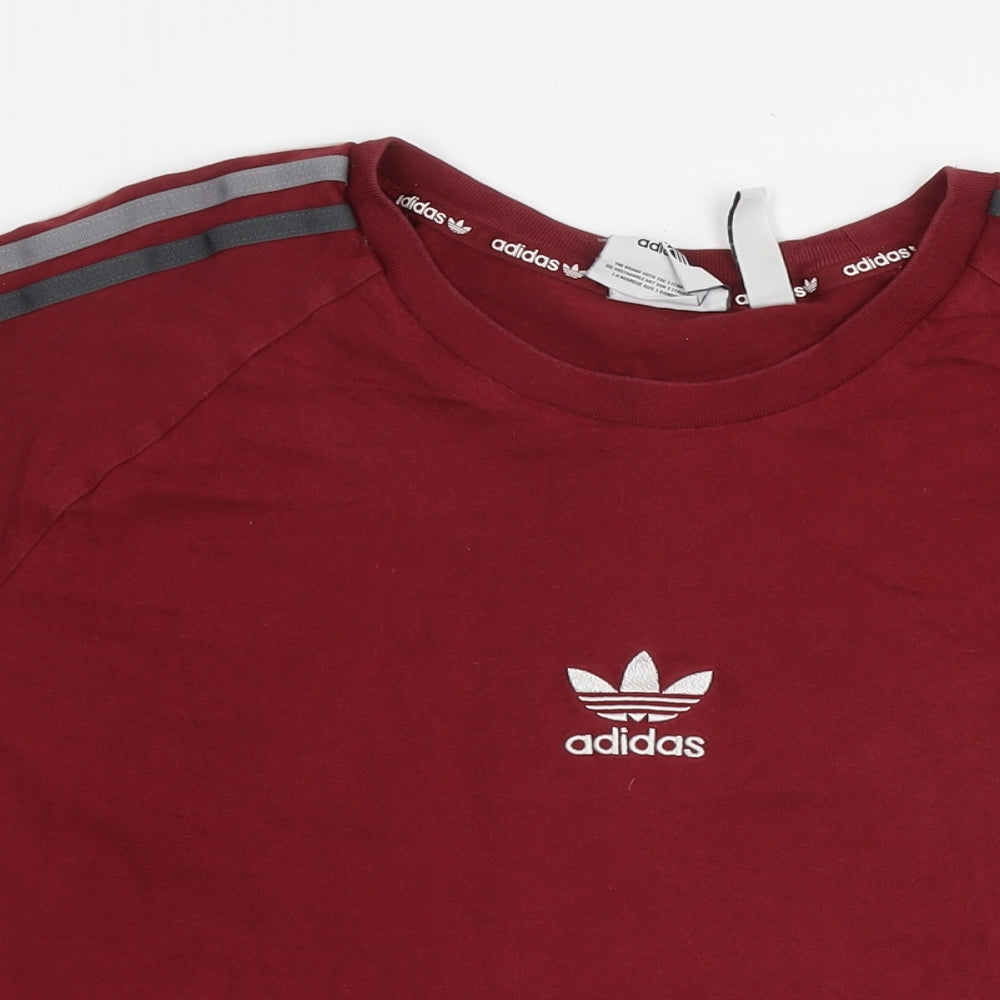 adidas Mens Red Cotton T-Shirt Size XL Round Neck - Logo