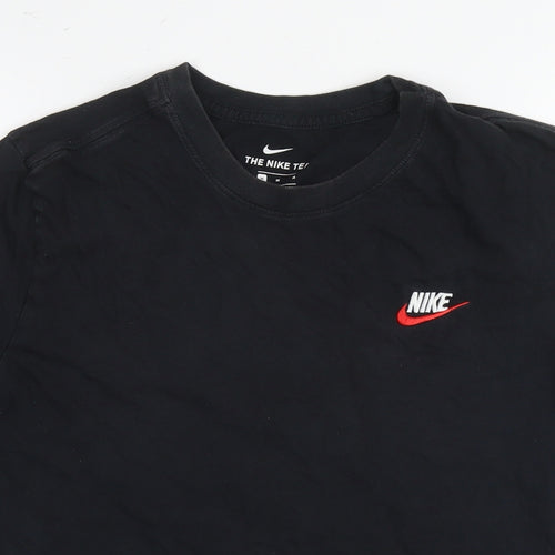 Nike Mens Black Cotton T-Shirt Size M Round Neck