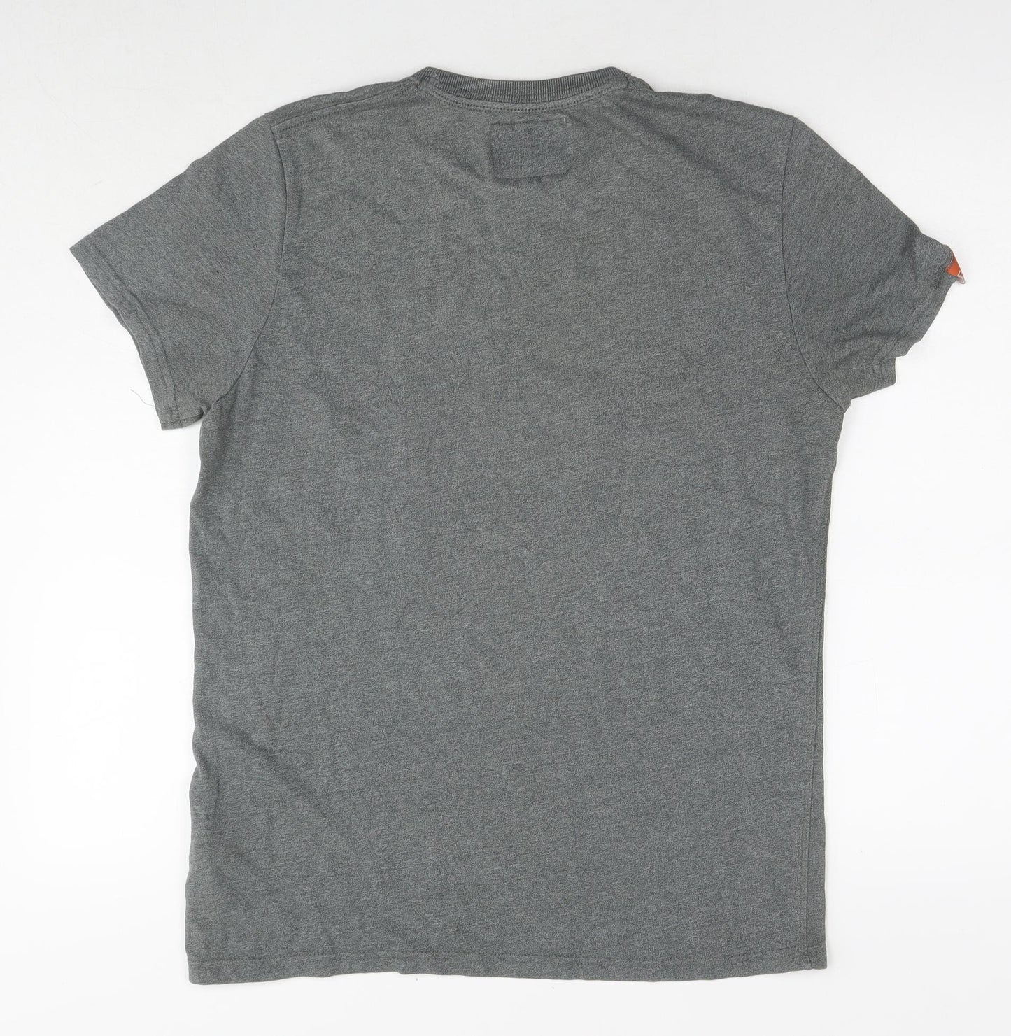 Superdry Mens Grey Cotton T-Shirt Size L Round Neck - Logo