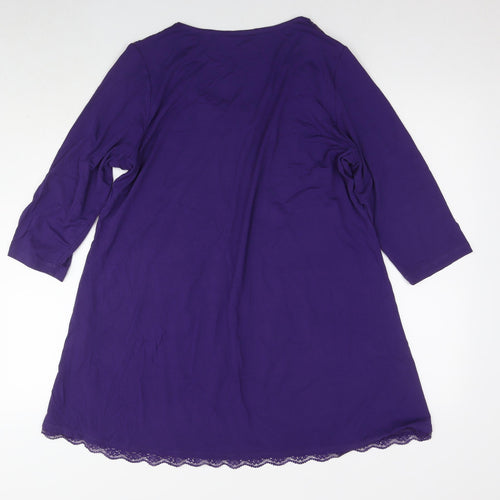 Ulla Popken Womens Purple Viscose T-Shirt Dress Size 14 Round Neck Pullover - Size 14-16