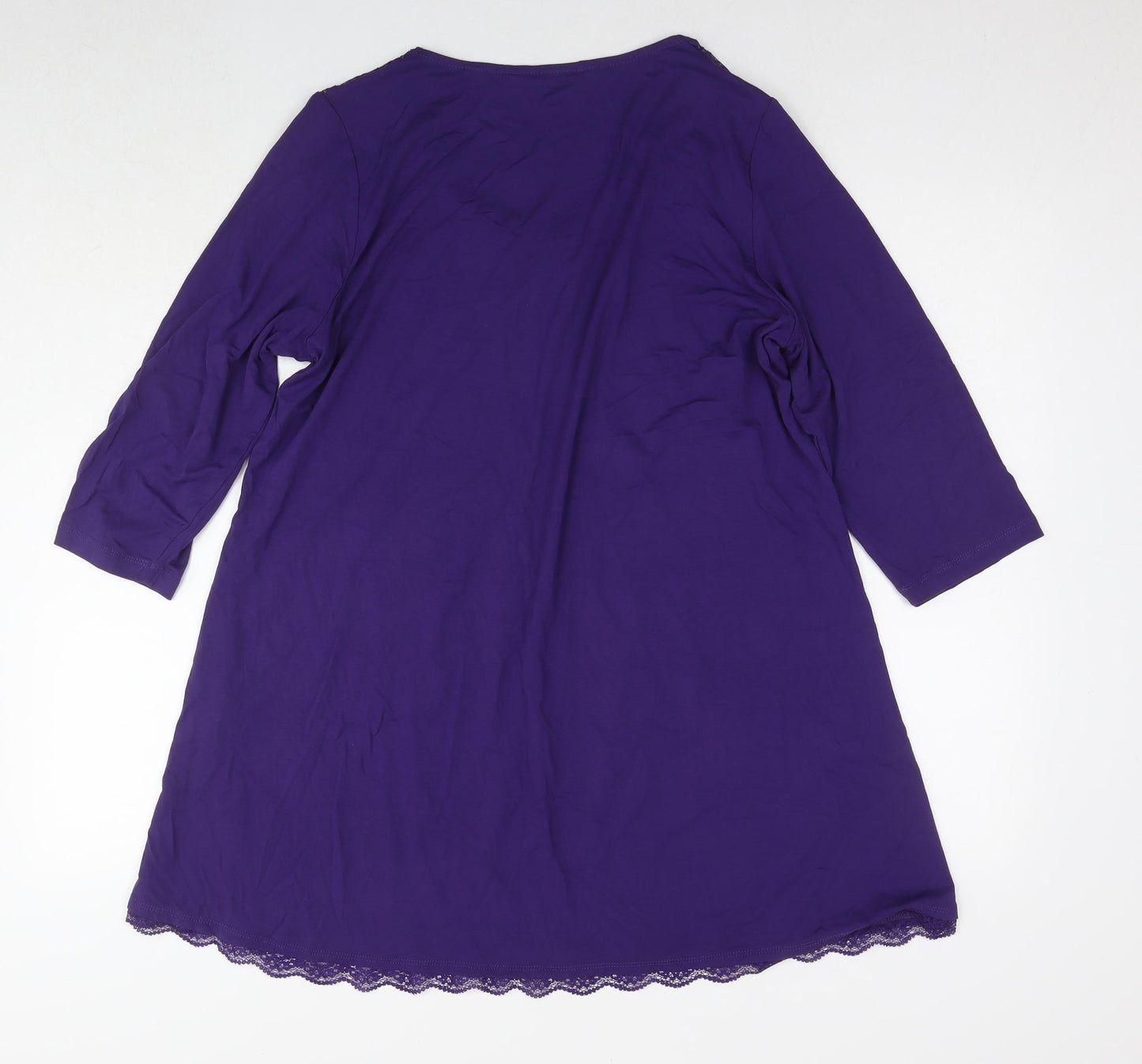 Ulla Popken Womens Purple Viscose T-Shirt Dress Size 14 Round Neck Pullover - Size 14-16