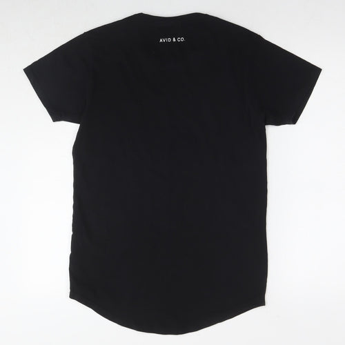 Avid&Co Mens Black Cotton T-Shirt Size S Round Neck