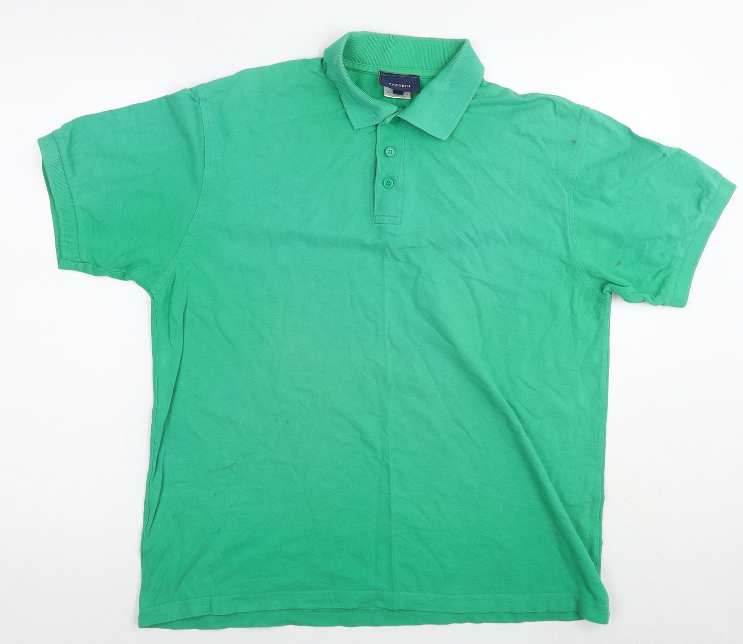 Haworth Mens Green Cotton Polo Size L Collared Pullover