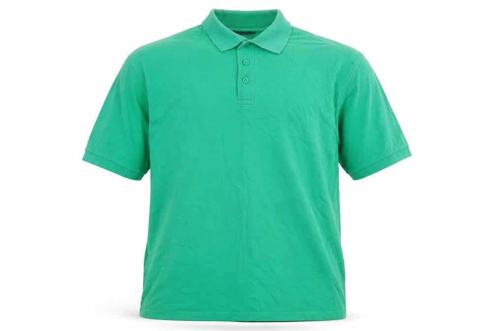 Front view of Haworth men’s green cotton polo, size L, collared pullover