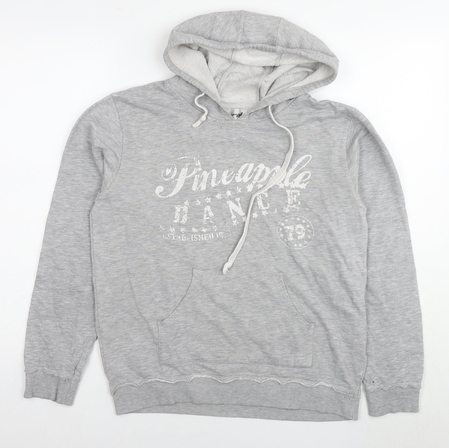 Pineapple Womens Grey Cotton Pullover Hoodie Size M Pullover - Logo