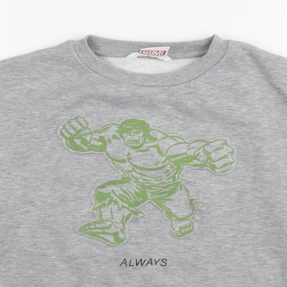Marvel Boys Grey Cotton Pullover Sweatshirt Size 12-13 Years Pullover - Hulk