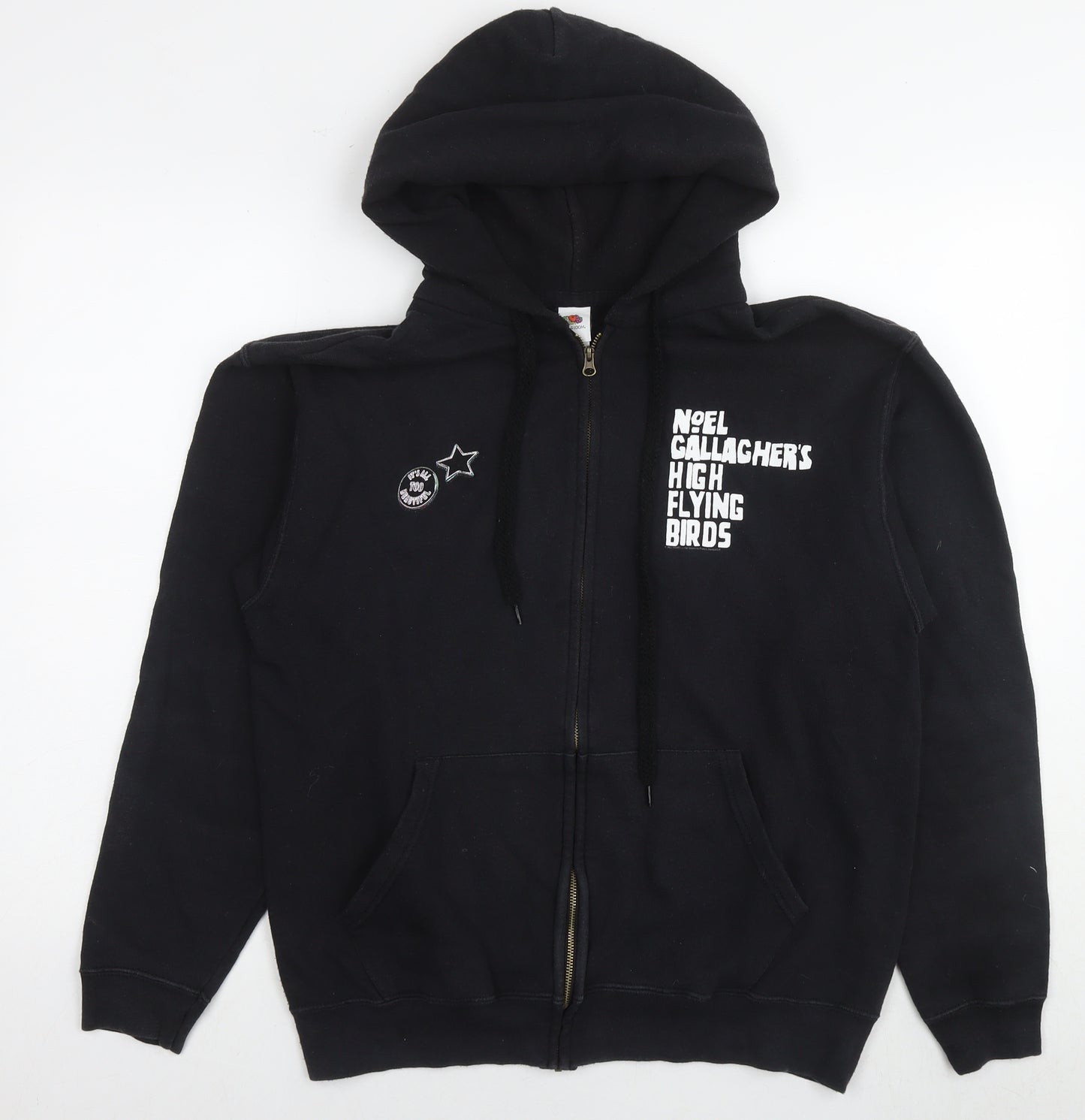 Noel Callaghers Mens Black Cotton Full Zip Hoodie Size M - High Flying Birds