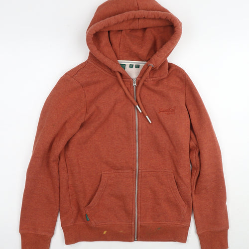 Superdry Womens Brown Cotton Full Zip Hoodie Size 10 Zip