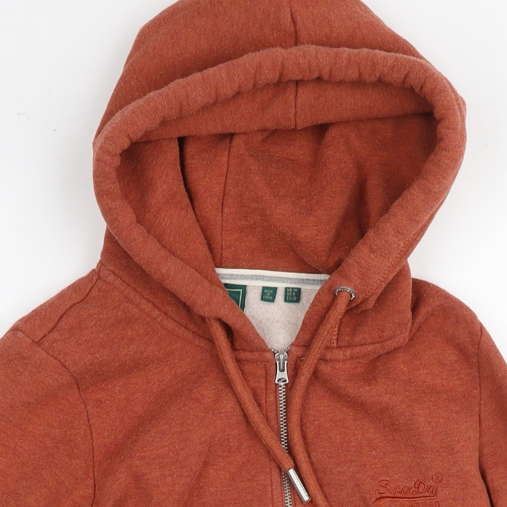 Superdry Womens Brown Cotton Full Zip Hoodie Size 10 Zip