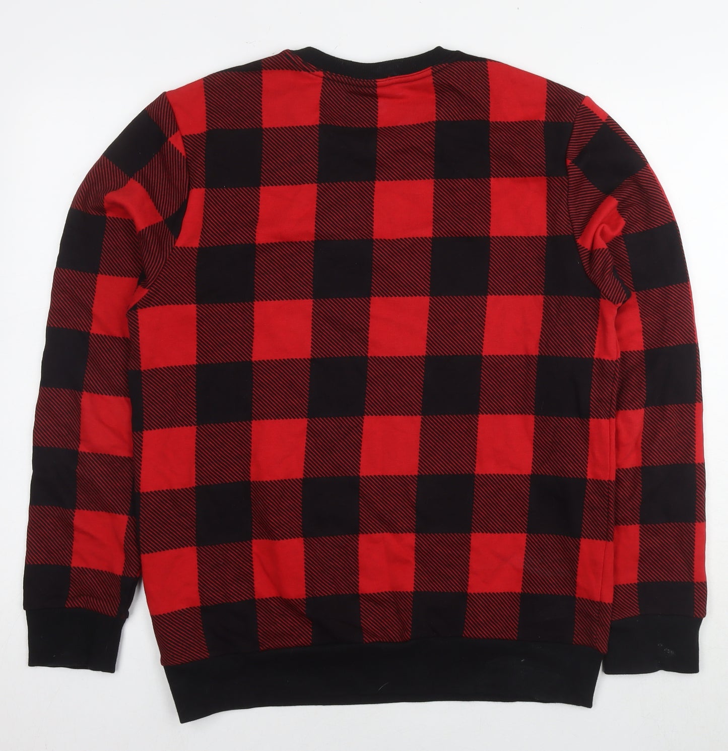 Calvin Klein Mens Red Check Cotton Pullover Sweatshirt Size M - Logo